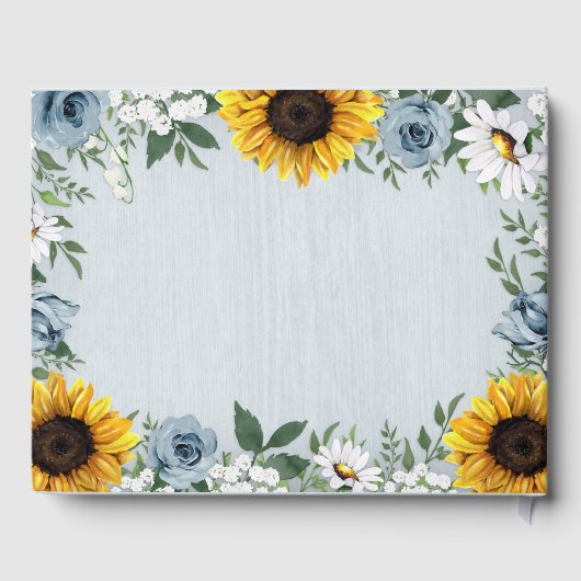 Sonnenblume Dusty Blue Country Rustikale Rose Hoch Gästebuch (Rückseite)