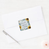Sonnenblume Dusty Blue Country Rustikale Rose Hoch Quadratischer Aufkleber (Umschlag)