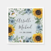 Sonnenblume Dusty Blue Country Rustikale Rose Hoch Serviette (Vorderseite)