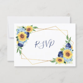 Sonnenblume Dusty Blue Geometric Navy Floral Weddi RSVP Karte