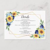 Sonnenblume Dusty Blue Geometric Wedding Details Begleitkarte (Vorderseite)