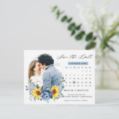 Sonnenblume Dusty Blue Peony Calendar Save the Dat Postkarte (Stehend Vorderseite)
