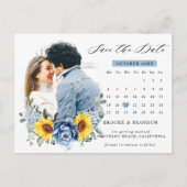 Sonnenblume Dusty Blue Peony Calendar Save the Dat Postkarte (Vorderseite)