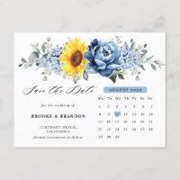 Sonnenblume Dusty Blue Peony Calendar Save the Dat