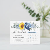 Sonnenblume Dusty Blue Peony Calendar Save the Dat Postkarte (Stehend Vorderseite)