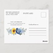 Sonnenblume Dusty Blue Peony Calendar Save the Dat Postkarte (Rückseite)