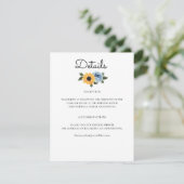 Sonnenblume Dusty Blue Rustic Wedding Begleitkarte (Stehend Vorderseite)