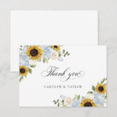 Sonnenblume Dusty Blue Rustic Wedding Danke Karte (Vorne/Hinten)