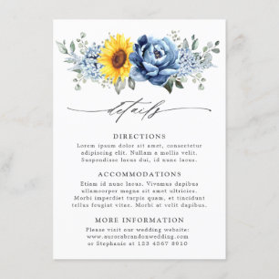 Sonnenblume Dusty Blue Schiefer Blumen Hochzeitsde Begleitkarte
