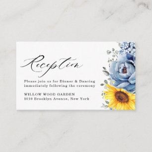 Sonnenblume Dusty Blue Schiefer Pfingstrose Floral Begleitkarte