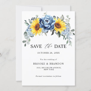 Sonnenblume Dusty Blue Schiefer Pfingstrose Floral Save The Date