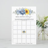 Sonnenblume Dusty Blue Slate Brautparty Bingo (Stehend Vorderseite)