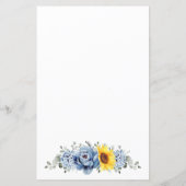 Sonnenblume Dusty Blue Slate Brautparty Bingo (Rückseite)