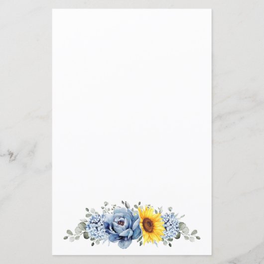 Sonnenblume Dusty Blue Slate Brautparty Bingo (Rückseite)