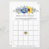 Sonnenblume Dusty Blue Slate Brautparty Bingo (Vorne/Hinten)