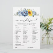 Sonnenblume Dusty Blue Slate Brautparty Game (Stehend Vorderseite)