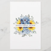 Sonnenblume Dusty Blue Slate Brautparty Game (Rückseite)