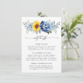 Sonnenblume Dusty Blue Slate Floral Hochzeit Detai Begleitkarte (Stehend Vorderseite)