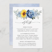 Sonnenblume Dusty Blue Slate Floral Hochzeit Detai Begleitkarte (Vorne/Hinten)