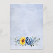 Sonnenblume Dusty Blue Slate Floral Hochzeit Detai Begleitkarte (Rückseite)