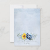 Sonnenblume Dusty Blue Slate Peony Brautparty Dankeskarte (Rückseite)