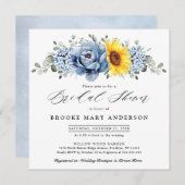 Sonnenblume Dusty Blue Slate Peony Brautparty Einladung (Vorne/Hinten)