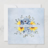 Sonnenblume Dusty Blue Slate Peony Brautparty Einladung (Rückseite)