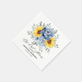Sonnenblume Dusty Blue Slate Peony Brautparty Serviette (Ecke)