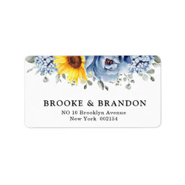 Sonnenblume Dusty Blue Slate Peony Floral Wedding Adressaufkleber