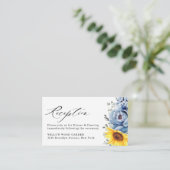 Sonnenblume Dusty Blue Slate Peony Floral Wedding Begleitkarte (Stehend Vorderseite)