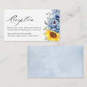 Sonnenblume Dusty Blue Slate Peony Floral Wedding Begleitkarte (Vorne/Hinten)
