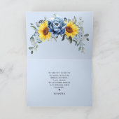 Sonnenblume Dusty Blue Slate Peony Floral Wedding Dankeskarte (Innenseite)