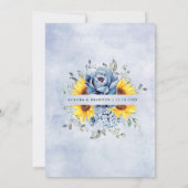 Sonnenblume Dusty Blue Slate Peony Floral Wedding Einladung (Rückseite)
