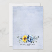 Sonnenblume Dusty Blue Slate Peony Floral Wedding Einladung (Rückseite)