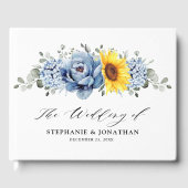 Sonnenblume Dusty Blue Slate Peony Floral Wedding Gästebuch (Vorderseite)