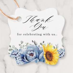 Sonnenblume Dusty Blue Slate Peony Floral Wedding Geschenkanhänger