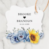 Sonnenblume Dusty Blue Slate Peony Floral Wedding Geschenkanhänger (Rückseite)