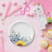 Sonnenblume Dusty Blue Slate Peony Floral Wedding Pappteller (Party)