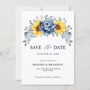 Sonnenblume Dusty Blue Slate Peony Floral Wedding Save The Date