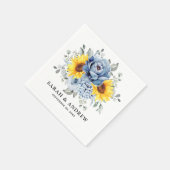 Sonnenblume Dusty Blue Slate Peony Floral Wedding Serviette (Ecke)
