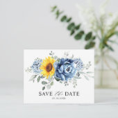 Sonnenblume Dusty Blue Slate Peony Save the Date Postkarte (Stehend Vorderseite)