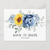 Sonnenblume Dusty Blue Slate Peony Save the Date Postkarte (Vorderseite)