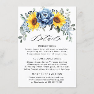 Sonnenblume Dusty Blue Slate Peony Wedding Details Begleitkarte
