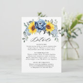 Sonnenblume Dusty Blue Slate Peony Wedding Details Begleitkarte (Stehend Vorderseite)