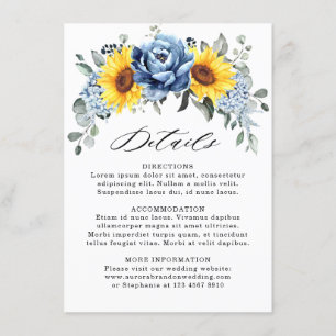 Sonnenblume Dusty Blue Slate Peony Wedding Details Begleitkarte