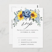 Sonnenblume Dusty Blue Slate Peony Wedding RSVP Postkarte (Vorne/Hinten)