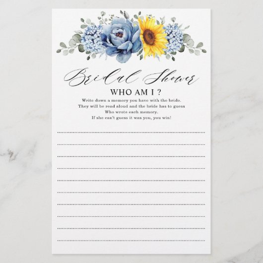 Sonnenblume Dusty Blue Slate Peony Who Bin I Game (Vorderseite)