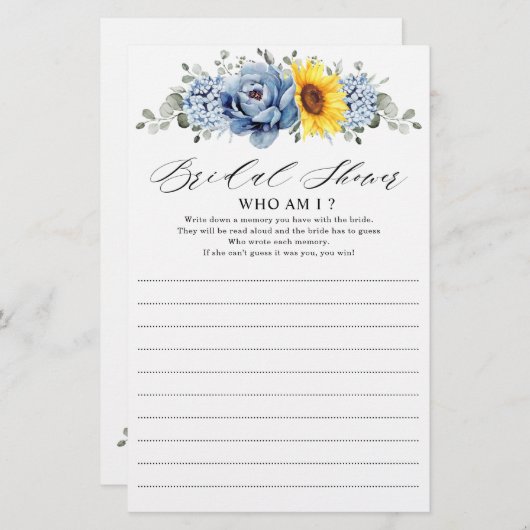 Sonnenblume Dusty Blue Slate Peony Who Bin I Game (Vorne/Hinten)