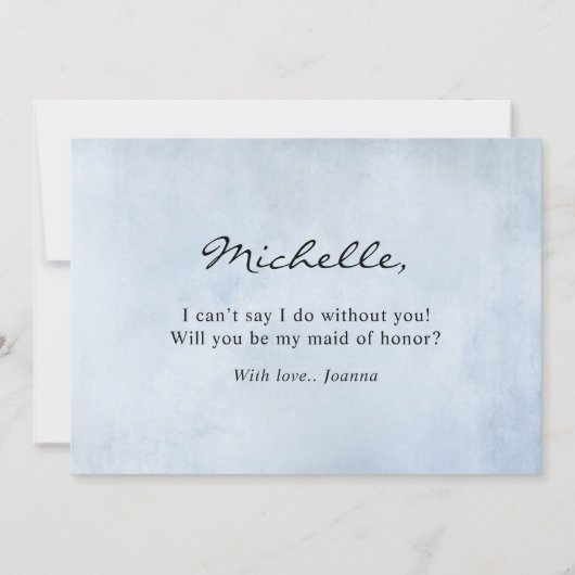 Sonnenblume Dusty Blue Werden Sie meine Trauzeugin Einladung (Rückseite)