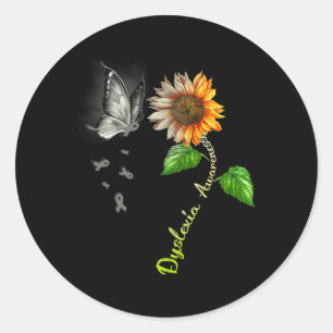 Sonnenblume Dyslexie Bewusstsein Runder Aufkleber